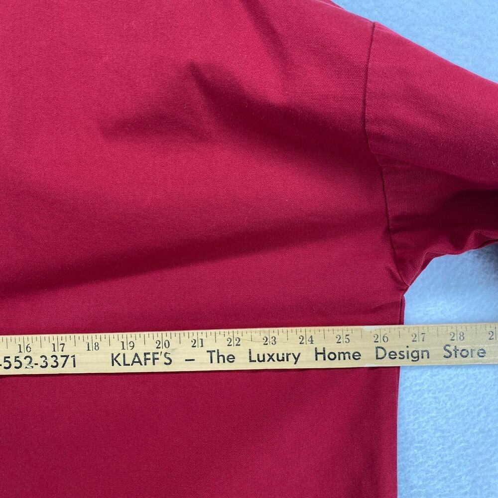 EILEEN FISHER Jacket XL Cotton Canvas Chore Snap Front Pocket Hooded Red USA VTG - Picture 11 of 13